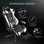 JONPONY Big and Tall 500LBS Gaming Chair, Ergonomic Design, Gamer Chair PU Leather with Footrest and Lumbar Support, High Back Office Chair Support 8 Hours Long Sitting,Red Computer Chair,Red