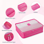 9 Piece Luggage Sets, Hard 20 24 28 inch Luggage with 6 Pieces Organize Bags Travel Suitcases Sets with Wheels, Rose