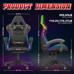 Bigzzia Gaming Chair with LED Lights Ergonomic Office Chair for Adults and Kids - Adjustable Height, 360�� Swivel, Headrest Support, Mesh PU Leather, Black & Green