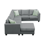 Harper & Bright Designs Modular Sectional Sofa with Ottoman Couch L Shape Corner Sofa Sets 7 Seats Fabric Couch for Living Room, Black, 112 * 87 inch