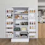 47 Kitchen Pantry Cabinet, White Buffet Cupboards Sideboard with Doors & Adjustable Shelves, Kitchen