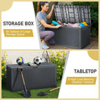 Ktaxon 90 gal Outdoor Garden Plastic Storage Deck Box Gray