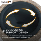 Sunjoy Stone Fire Pit 26 Inch, Outdoor Round Wood Burning Fire Pits with Spark Screen and Poker  Grey