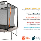 Sportspower Bounce Pro 6x8’ Rectangular Trampoline for Kids 6+ with Safety-Enclosure in Gray and Orange