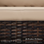 Bifanuo 7 Piece Patio Furniture Set, Outdoor Furniture Patio Sectional Sofa, All Weather PE Rattan Outdoor Sectional with Beige Cushions and Table, Black Wicker