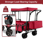 VECUKTY Collapsible Garden Wagon Cart with Removable Canopy Black