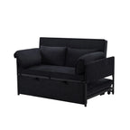 Gewnee 46" Velvet Sleeper Sofa Reclining Convertible Futon Couch Bed for Living Room, Guest & Small Spaces(Black)