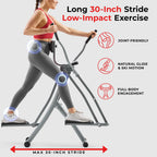 Sunny Health & Fitness Manual Air Walker Elliptical �?30�?Stride, Low Impact, Lightweight, Quiet with Free SunnyFit App