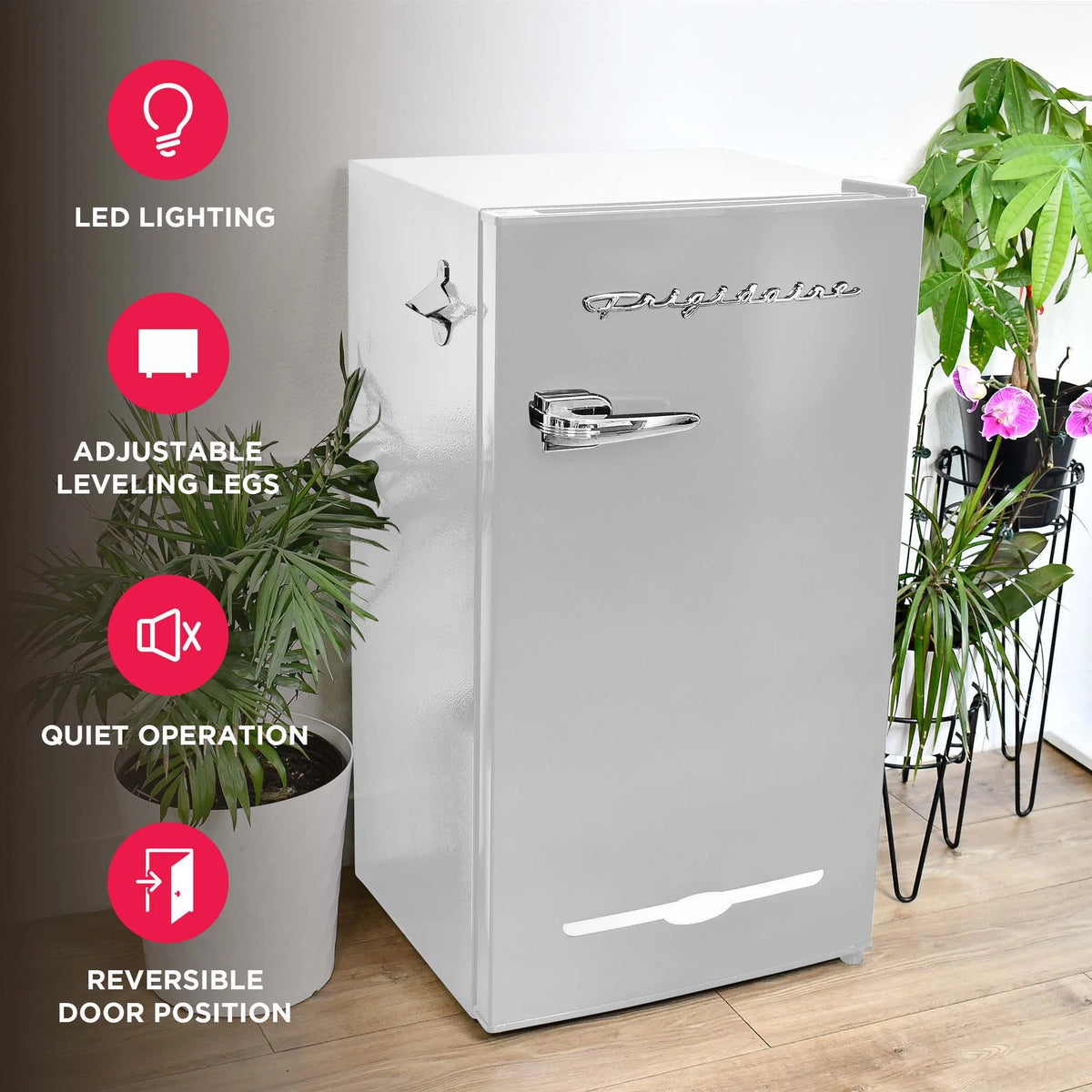 Frigidaire EFR376-C-PINK 3.2-Cu.-Ft. 65-Watt Retro Bar Fridge with Side Bottle Opener (Pink)