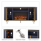 OKD Luxury Fireplace TV Stand for TVs Up to 80 inches, 70" Modern Fluted Entertainment Center with Electric Fireplace, Media Console TV Stand for Living Room,Natural Oak