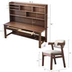 BALANBO Solid Wood Kids Desk and Chair Set with Hutch,Study Computer Desk with Drawers, Extra Large Two Person Study Desk Writing Table, Student White Desk with Bookshelf for Bedroom,Study Room,White