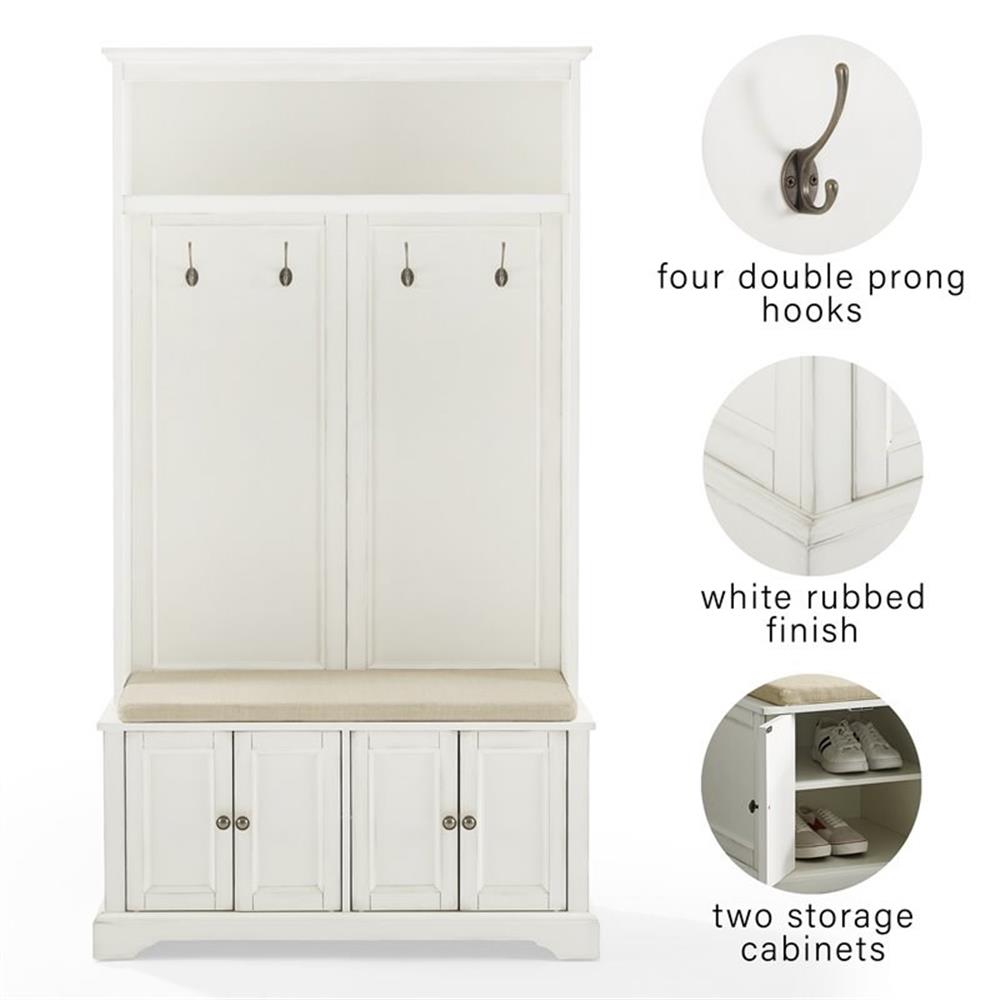 Bowery Hill Traditional Wood Hall Tree in Seafoam Blue/Oatmeal
