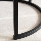 SYNGAR 2 Pieces Modern Nesting Coffee Table, Round Cocktail Table with Marble Grain and Metal Frame, Easy to Assemble, Living Room Center Table Sofa Side Table Can be Used Individually, Black