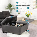 Magic Union 35" Large Square Storage Ottoman, Oversized Square Ottoman with Storage, Tufted Upholstered Ottoman Coffee Table with Lift Top for Living Room (Beige)