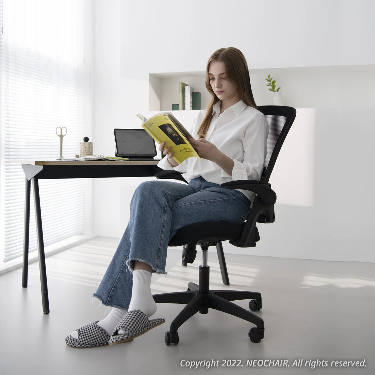 NEO CHAIR Ergonomic Office Chair, Adjustable High Back Mesh Desk Chair with Flip-up Arms, Black