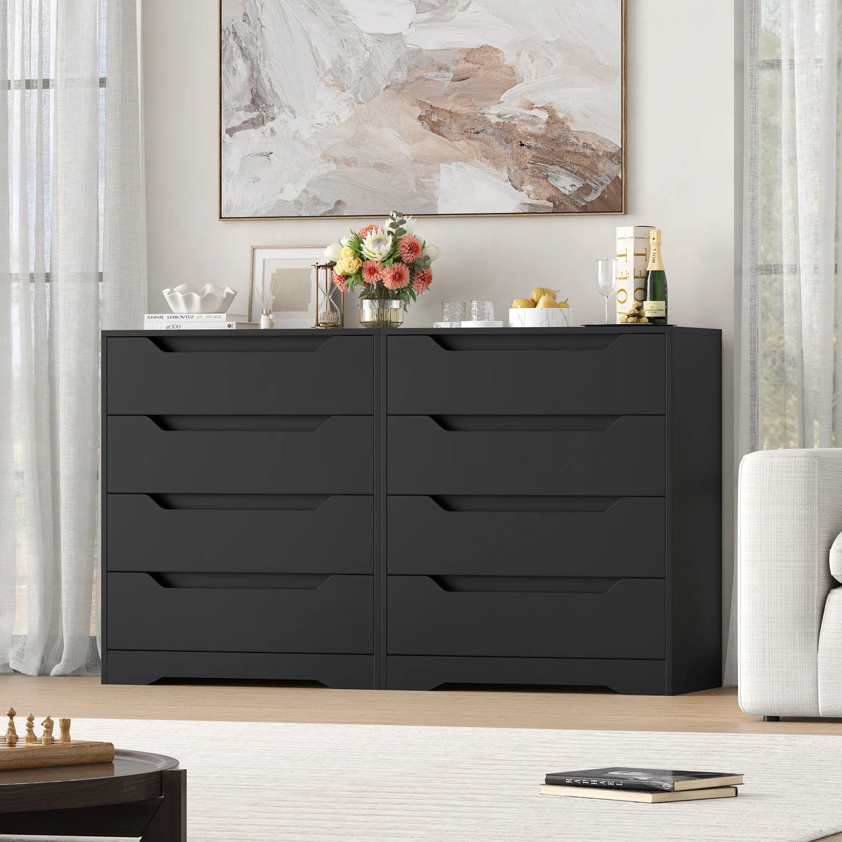 Homfa 4 Large Drawers Dresser, Modern Wood Chest of Drawers for Bedroom Hallway Living Room, White