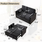 Convertible Sofa Bed,3-in-1 Sleeper Sofa with Pull Out Bed,Sleeper Futon Couch Loveseat with Adjsutable Backrest and Pillows for Living Room,Gray
