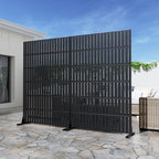 MAYEERTY Outdoor & Indoor Metal Panel Screen, Heavy-Duty Decorative Partition,Stripe,Black