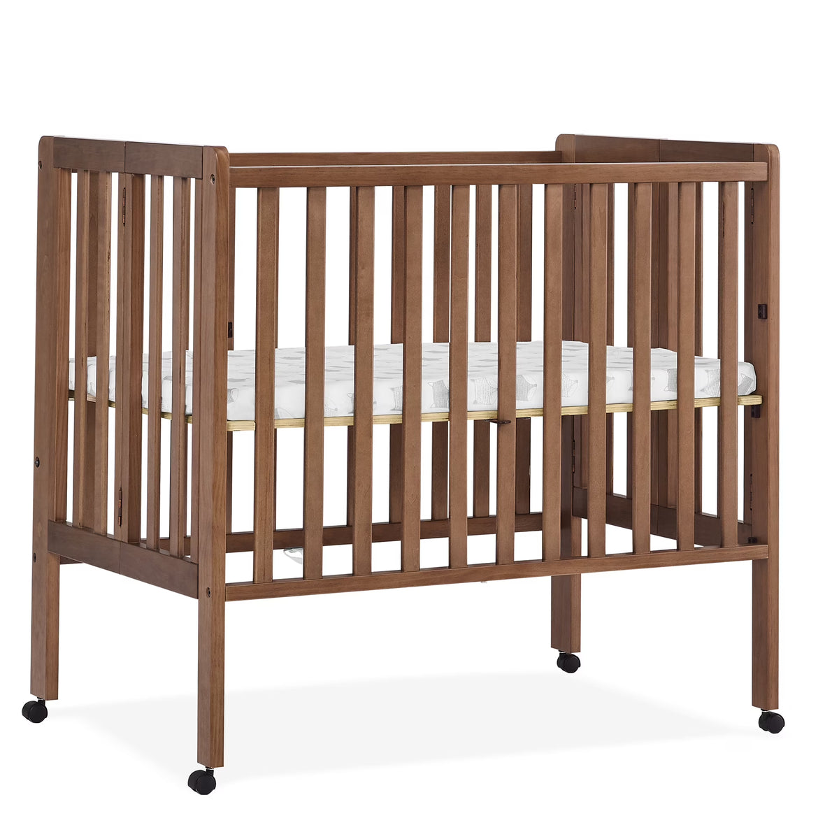 Delta Children Lee Portable Folding Mini Crib with 1.5-Inch Mattress - Greenguard Gold Certified, Bianca White