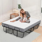 Full Size Folded Bed with Mattress, 75" x 54" Folding Bed, Twin Bed, Rollaway Bed Guest Bed for Adults with Sturdy Frame