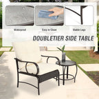 Villeston 3 Piece Outdoor Wicker Conversation Patio Set, with 2 Chairs, Table for Porch Garden,Blue