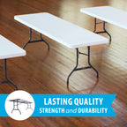 Lifetime Combo Set of (4) 8-Foot Rectangle Folding Tables & (32) Chairs, Indoor/Outdoor Use, White (80147)