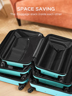 9 Piece Luggage Sets, Hard 20 24 28 inch Luggage with 6 Pieces Organize Bags Travel Suitcases Sets with Wheels, Rose