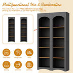 72"h Pantry Pair, 2 , Adjustable Shelves, , Black Finish 2 Bookcase , Cabinet With Vintage Style
