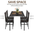 5 Piece Dining Room Table Set, Modern Dining Table Sets with Gray Velvet Upholstered Chairs for 4, Faux Marble Pattern Rectangle Kitchen Table Set for Bar Living Room Breakfast Nook Small Space
