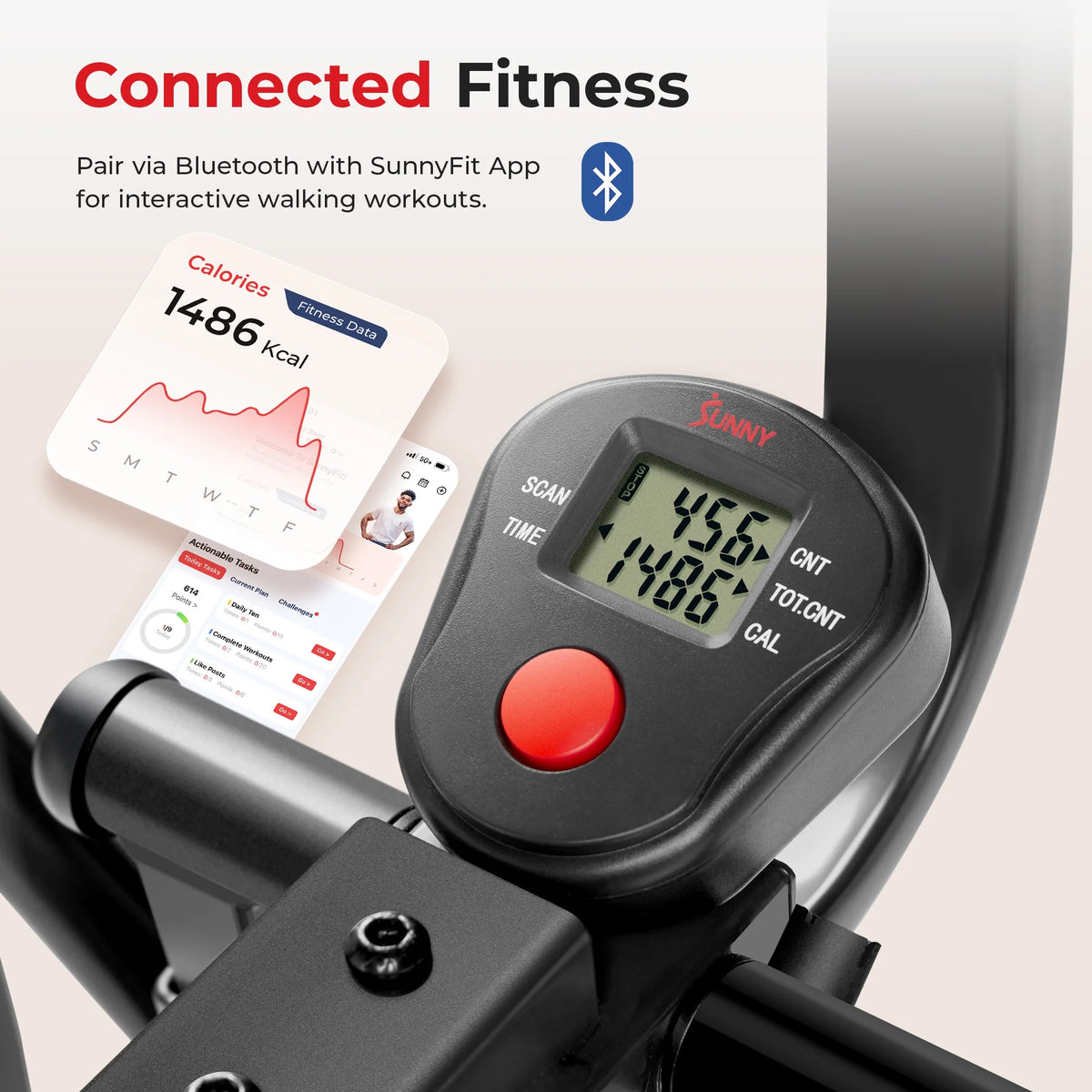 Sunny Health & Fitness Manual Air Walker Elliptical �?30�?Stride, Low Impact, Lightweight, Quiet with Free SunnyFit App