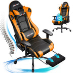 JONPONY Big and Tall 500LBS Gaming Chair, Ergonomic Design, Gamer Chair PU Leather with Footrest and Lumbar Support, High Back Office Chair Support 8 Hours Long Sitting,Red Computer Chair,Red