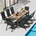 Arlopu 8Pcs Patio Dining Chairs Outdoor Stackable Armrest Chairs for Lawn Garden Backyard