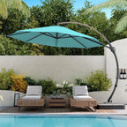 LAUSAINT HOME 11FT Patio Umbrella with Base, Outdoor Deluxe Curvy Cantilever Umbrella for Patio Pool Deck, Champagne