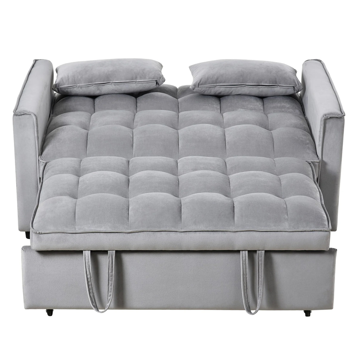 Gewnee 55'' Modern Convertible Velvet Sofa Bed with Pull-Out Twin Bed, Adjustable Backrest for Living Room, Office (Dark Gray)