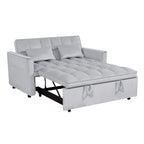 Gewnee 55'' Modern Convertible Velvet Sofa Bed with Pull-Out Twin Bed, Adjustable Backrest for Living Room, Office (Dark Gray)