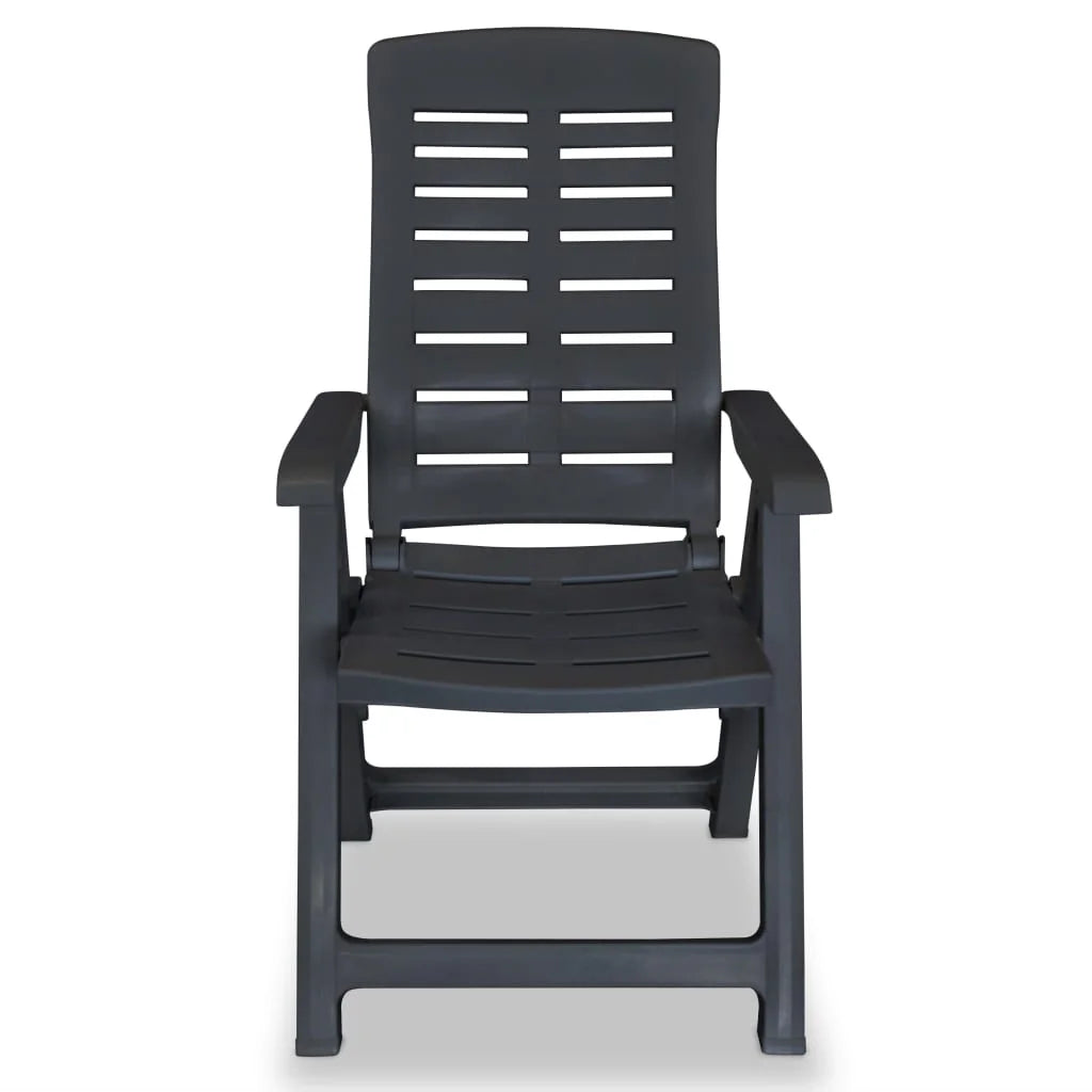 vidaXL Reclining Patio Chairs Outdoor Stack Dining Chair with Armrest Plastic