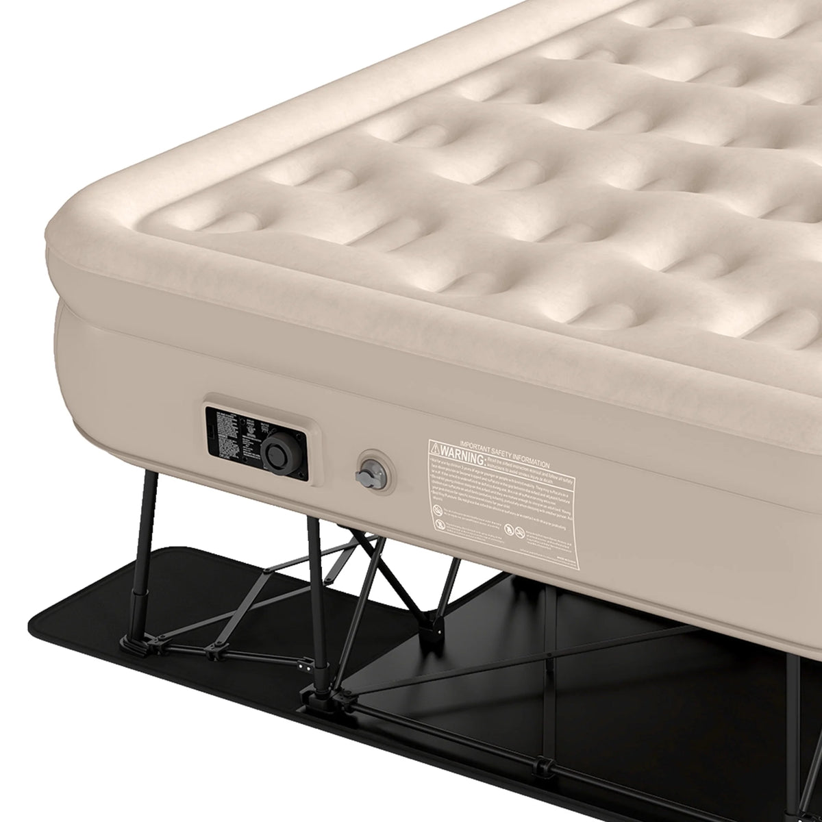 Uforic Inflatable Queen Air Mattress with Built-in Pump, Frame, Velvet Surface & Portable Storage Case, Khaki