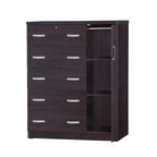 Better Home Products JCF Sofie 5 Drawer Wooden Tall Chest Wardrobe in Mahogany
