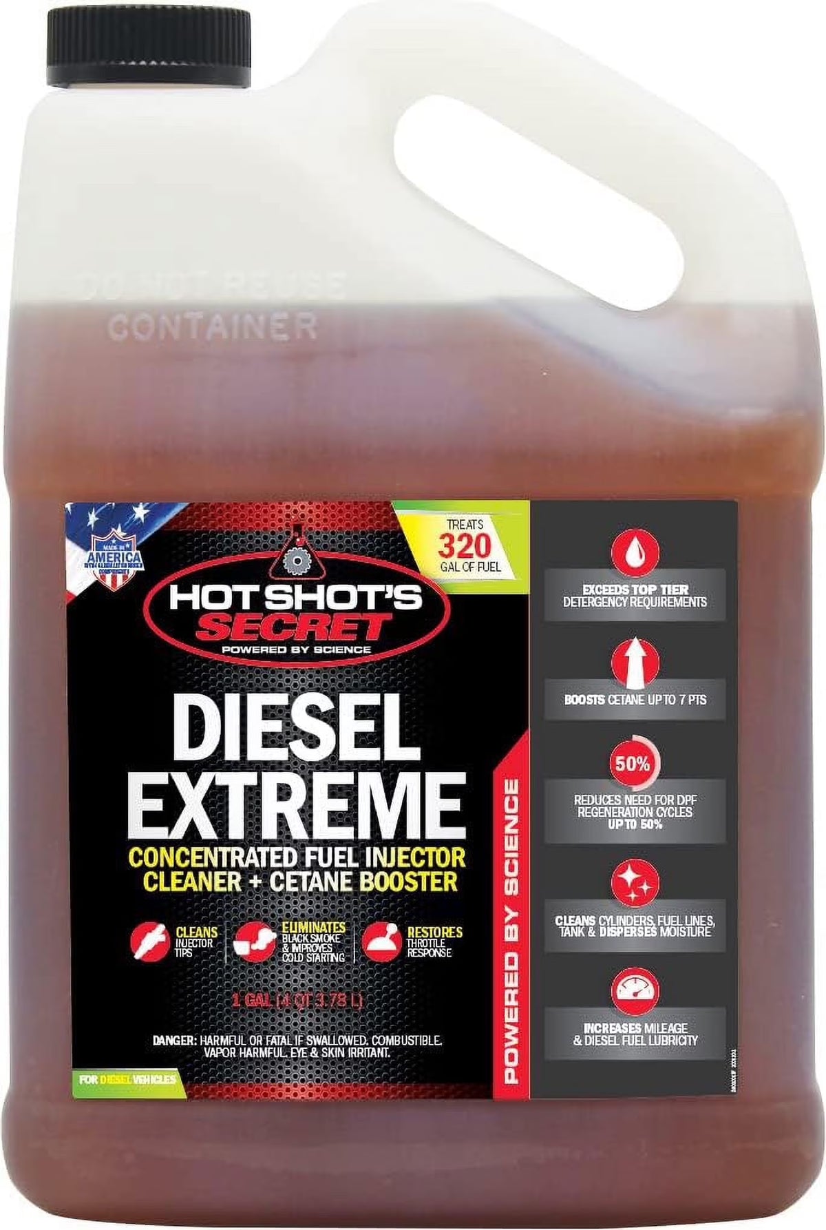 Hot Shot's Secret Diesel Extreme �C 1 Gallon �CDiesel Fuel Additive �C Concentrated Fuel Injector Cleaner �C Cetane Booster �C Increases Mileage �C Eliminates Black Smoke