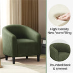 Yaheetech Upholstered Club Chair Accent Barrel Chair, Ivory