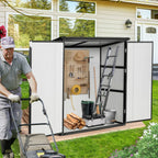 Enyopro 6 x 4.4FT Outdoor Storage Shed, All-Weather Plastic Resin Utility Tool Large Shed with Dual Lockable Doors for Patio Backyard Lawn, Gray