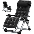 NAIZEA 2 Pack Zero Gravity Chair, Foldable Portable Lawn Recliner with Cushion, Headrest, Cup Holder, Black
