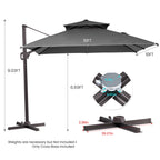 Pellebant 10 ft. x 10 ft. Square Double Top Patio Cantilever Umbrella, Navy Blue