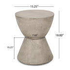 GDF Studio Attola Outdoor Lightweight Concrete Side Table, Light Gray