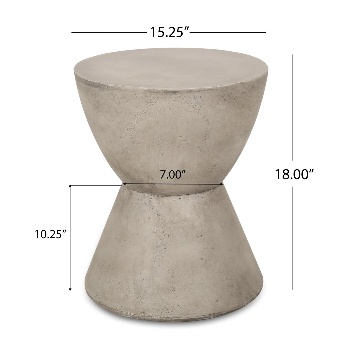 GDF Studio Attola Outdoor Lightweight Concrete Side Table, Light Gray