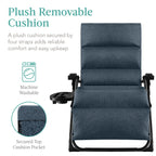 Best Choice Products Oversized Zero Gravity Chair, Folding Recliner w/ Removable Cushion, Side Tray - Fossil Gray