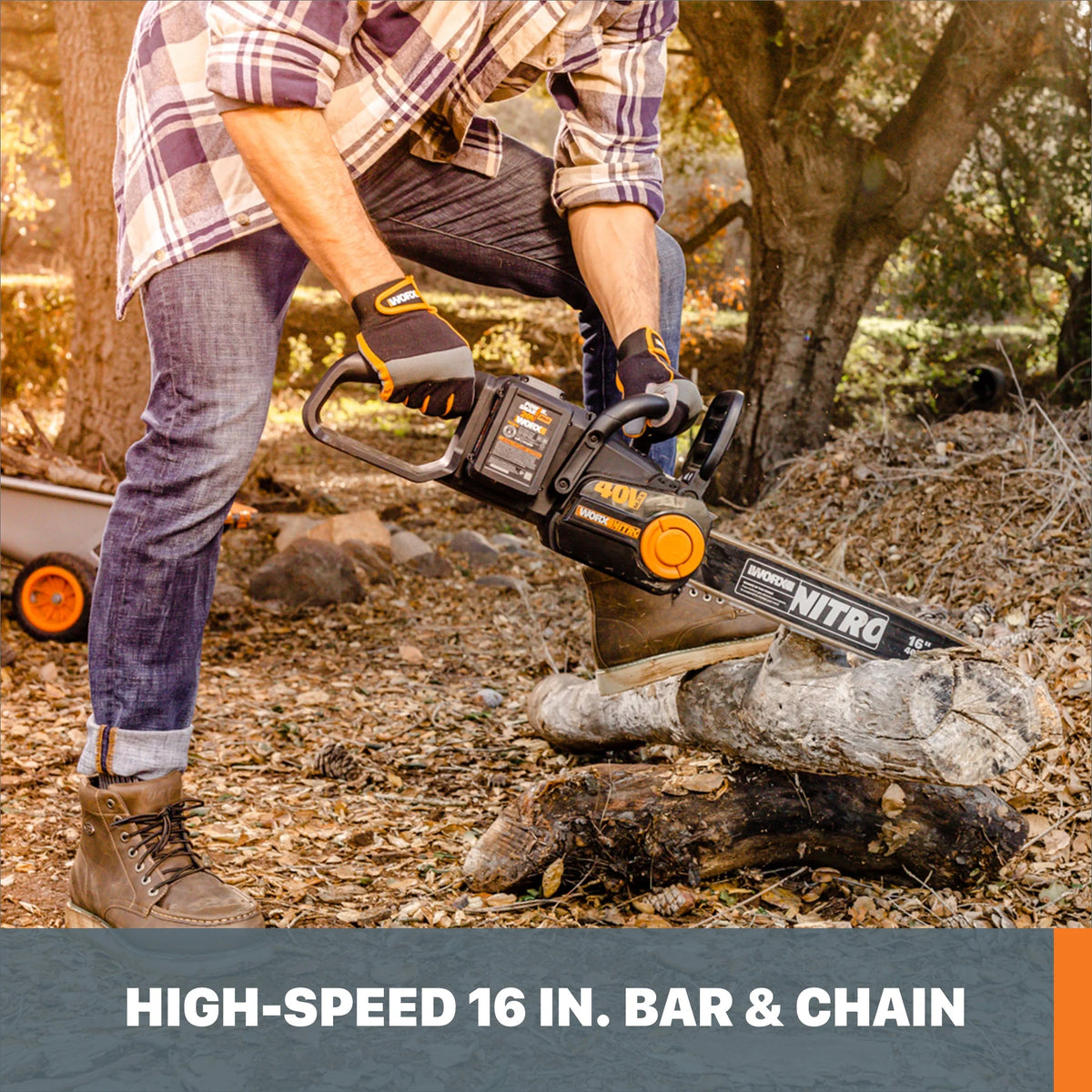Worx Nitro WG385 40V Power Share PRO 16" Cordless Chainsaw with Brushless Motor