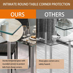 uhomepro White Kitchen Table Set, 5 Pieces Dining Table Set, Tempered Glass Dining Table and Chairs Set for 4, Upgraded Iron Dining Room Table Set with 4 PU Leather Chairs
