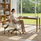 Pinmoco Ergonomic Cross Legged Swivel Chair, Adjustable Height and Teddy Fabric, Meditation& ADHD Chair with Back Support, Home and Office, Off White