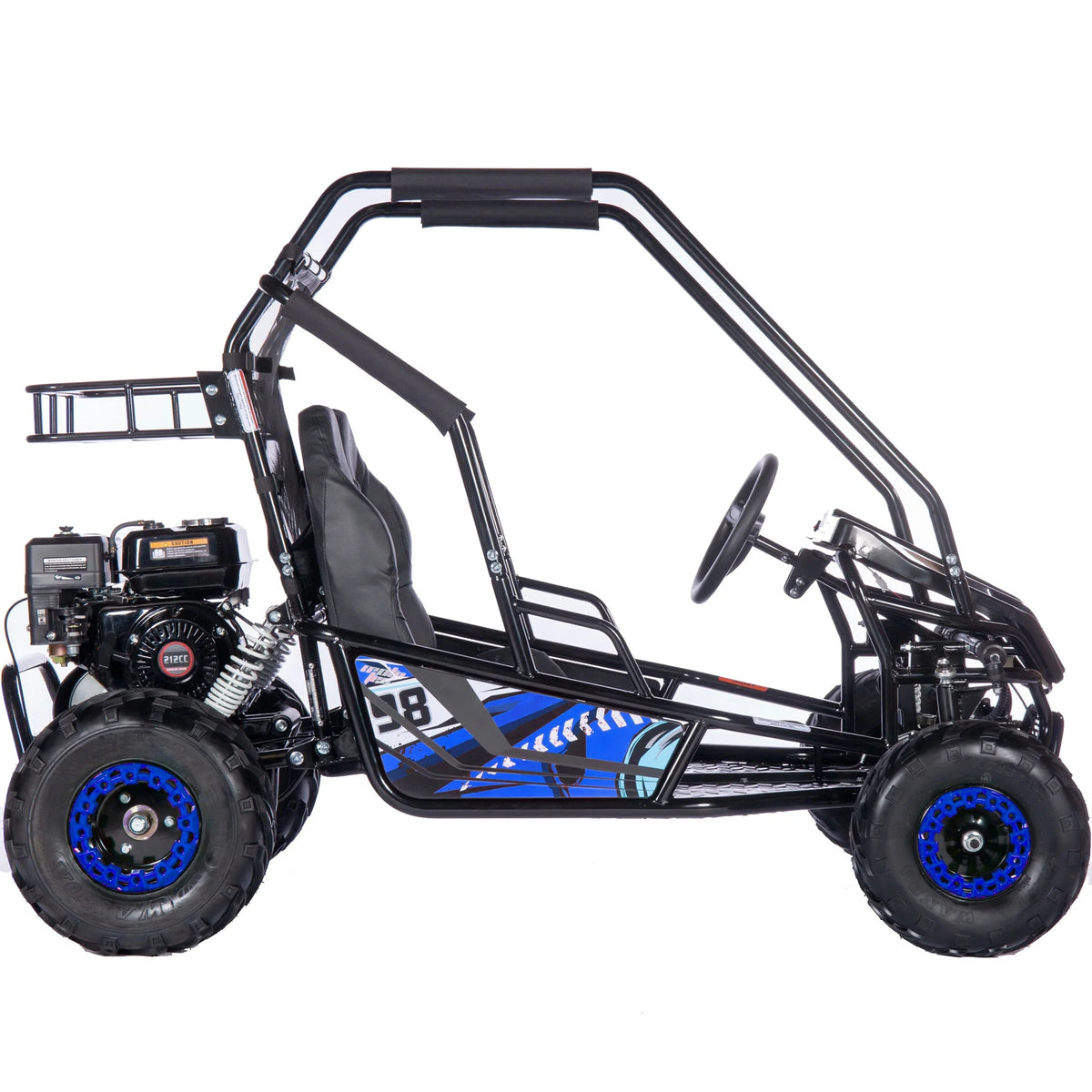MotoTec Mud XL 212cc 2 Seat Go Kart Full Suspension Blue
